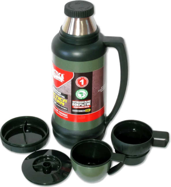 Термос АРКТИКА 109-1000М с узким горлом в молотковой эмали 1.0л зелёный