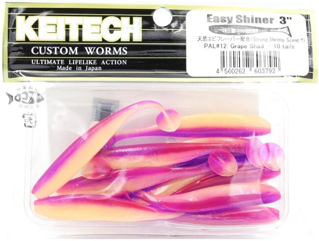 Виброхвост KEITECH Easy Shiner 3" PAL#12 Grape Shad 7.5см 2гр 10шт/уп