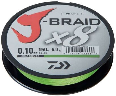 Плетёный шнур DAIWA J-Braid X8 150м 0.10мм 6.0кг флуор-желтый Плетёный шнур DAIWA J-Braid X8 150м 0.10мм 6.0кг флуор-желтый