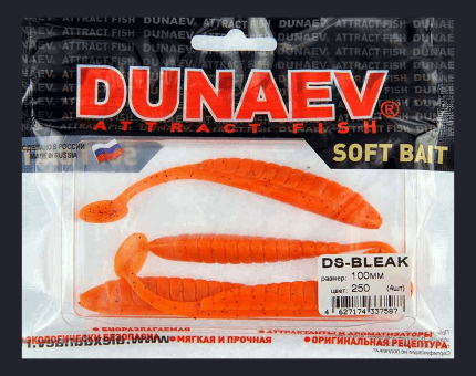 Приманка DS-BLEAK 100мм 4шт/уп, цвет (250) морковный, блестки черные Приманка DS-BLEAK 100мм 4шт/уп, цвет (250) морковный, блестки черные