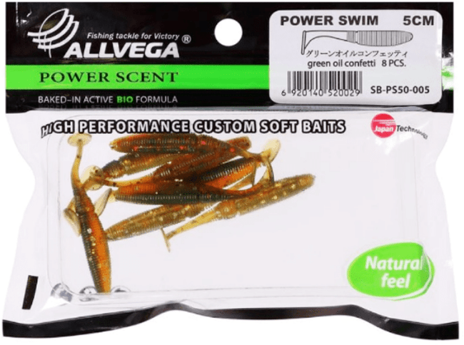 Виброхвост ALLVEGA Power Swim 5см 1гр 8шт/уп #005 green oil confetti Виброхвост ALLVEGA Power Swim 5см 1гр 8шт/уп #005 green oil confetti