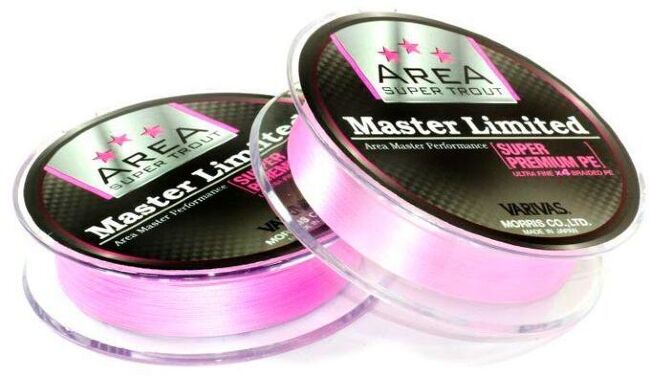 Плетёный шнур Varias Area Super Trout Master Limited Premium PE 75м #0.175/ 0.069мм 5.5lb/2.5кг Pink