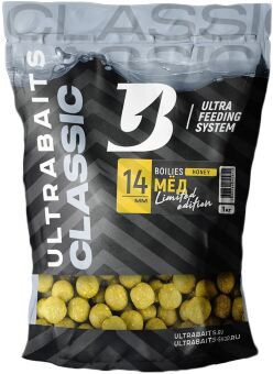 Бойлы прикормочные ULTRABAITS Мёд 14мм, 1кг Бойлы прикормочные ULTRABAITS Мёд 14мм, 1кг