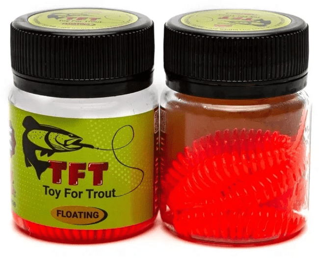 TFT Приманка силиконовая 50 мм. SKINNY Цвет: S-01 Red Orange, Аромат: Сыр, 10шт.