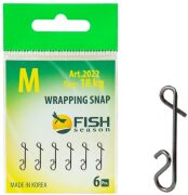 Застежка безузловая FISH SEASON Wrapping Snap №M 18кг 6шт/уп 2022-MF Застежка безузловая FISH SEASON Wrapping Snap №M 18кг 6шт/уп 2022-MF