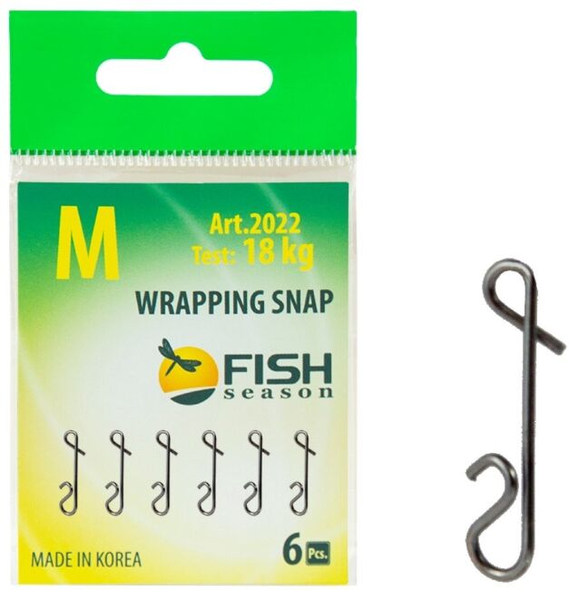 Застежка безузловая FISH SEASON Wrapping Snap №M 18кг 6шт/уп 2022-MF Застежка безузловая FISH SEASON Wrapping Snap №M 18кг 6шт/уп 2022-MF