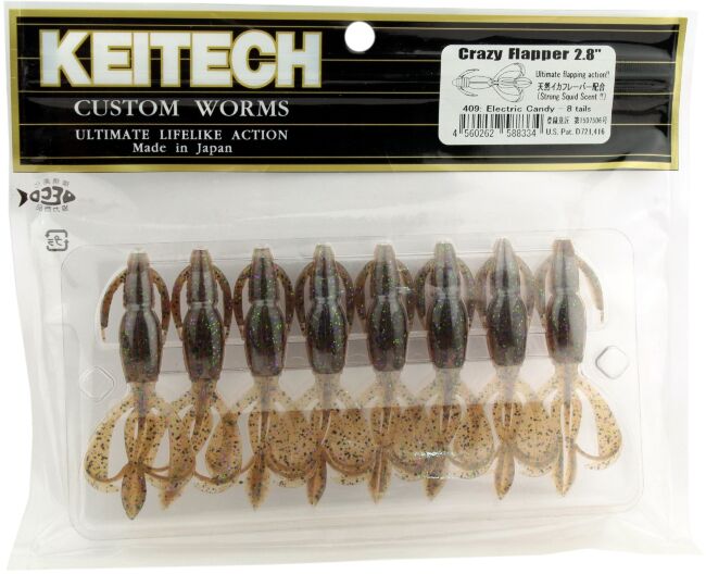 Силиконовая приманка KEITECH Crazy Flapper 2.8" #409 Electric Candy 7.0см 8шт/уп