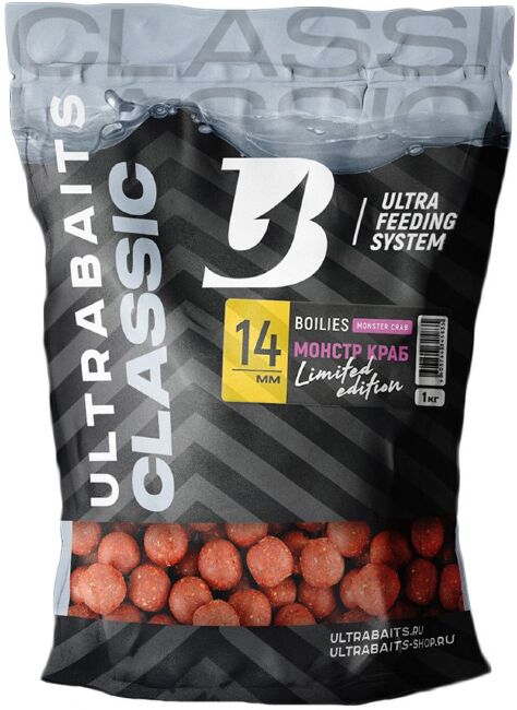 Бойлы прикормочные ULTRABAITS Монстр Краб14мм, 1кг