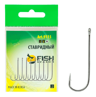 Крючок FISH SEASON Ставридный №12 колечко никель 10шт/уп 9115Ni-12F Крючок FISH SEASON Ставридный №12 колечко никель 10шт/уп 9115Ni-12F