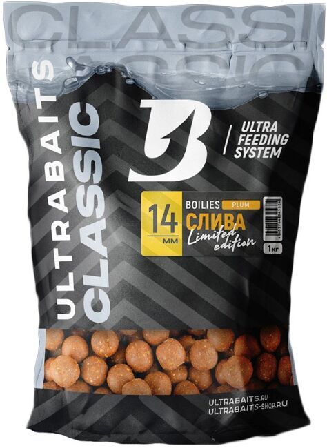 Бойлы прикормочные ULTRABAITS Слива 14мм, 1кг
