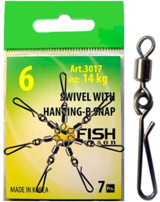 Вертлюжок с быстросъёмной застежкой FISH SEASON Hanging-B №6 14кг 7шт/уп 3017-06F Вертлюжок с быстросъёмной застежкой FISH SEASON Hanging-B №6 14кг 7шт/уп 3017-06F