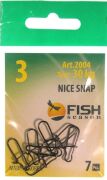 Застежка FISH SEASON Nice Snap №3 30кг 7шт/уп 2004-3F Застежка FISH SEASON Nice Snap №3 30кг 7шт/уп 2004-3F