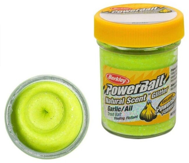 Паста форелевая Berkley Powerbait Natural Scent Glitter Trout Bait (50г) Garlic Chartreuse 1203186