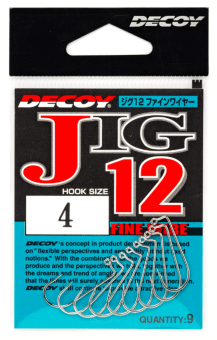 Крючок одинарный DECOY Jig 12 Fine Wire #4, 9шт/уп (805619) Крючок одинарный DECOY Jig 12 Fine Wire #4, 9шт/уп (805619)