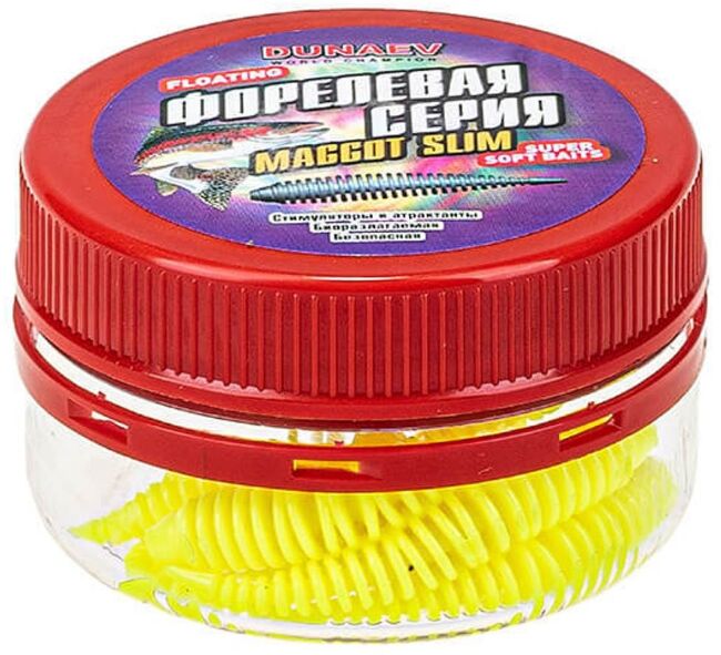 Силиконовая приманка DUNAEV DT Maggot Slim 50мм #301 желтый СЫР 6шт/уп Силиконовая приманка DUNAEV DT Maggot Slim 50мм #301 желтый СЫР 6шт/уп