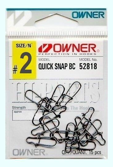 Застежка OWNER 52818-2 Quick Snap BC №02 21.5кг черный 15шт/уп Застежка OWNER 52818-2 Quick Snap BC №02 21.5кг черный 15шт/уп