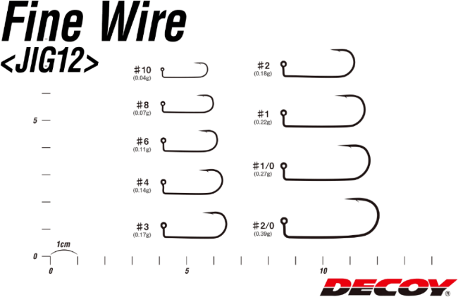 Крючок одинарный DECOY Jig 12 Fine Wire #6, 9шт/уп (805626) Крючок одинарный DECOY Jig 12 Fine Wire #6, 9шт/уп (805626)