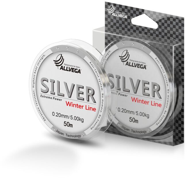 Леска монофил ALLVEGA Silver 50м 0,20мм 5,00кг серебристая Леска монофил ALLVEGA Silver 50м 0,20мм 5,00кг серебристая