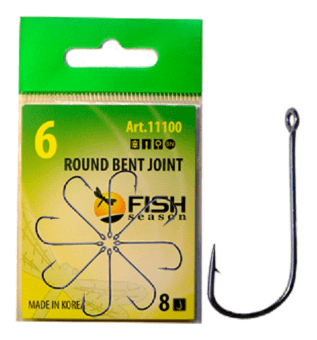 Крючок FISH SEASON Round Bent Joint №6 большое колечко черный 8шт/уп 11100-06F