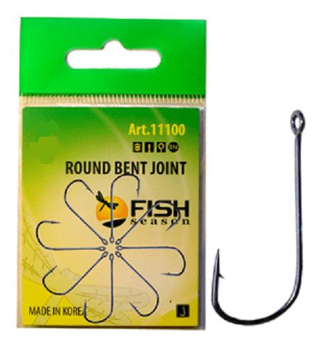 Крючок FISH SEASON Round Bent Joint №8 большое колечко черный 8шт/уп 11100-08F