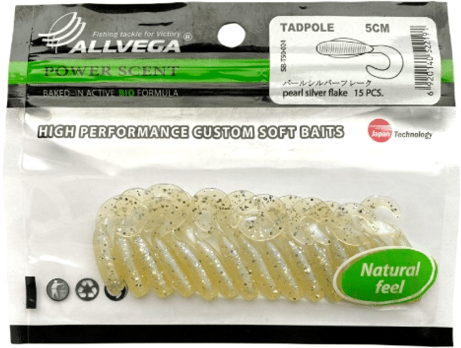 Твистер ALLVEGA Tadpole 5см 0.56гр 15шт/уп #024 pearl silver flake Твистер ALLVEGA Tadpole 5см 0.56гр 15шт/уп #024 pearl silver flake