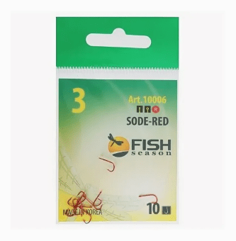 Крючок FISH SEASON 10006 SODE-RED №3 колечко красный.хром кован 10шт/уп