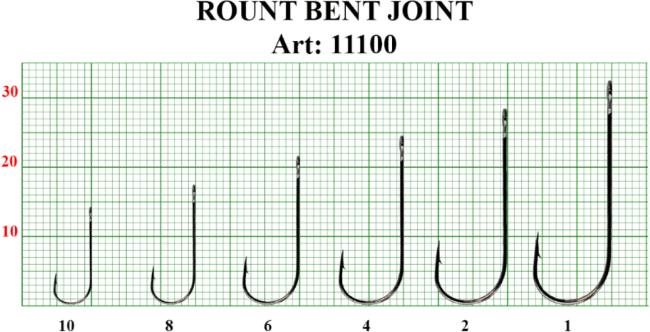 Крючок FISH SEASON 11100 ROUND BENT JOINT №2 колечко черн.хром кован 8шт/уп