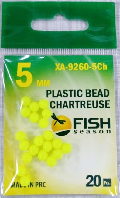 Бусина пластик FISH SEASON Plastic Bead Chartreuse Ø5мм шартрез 20шт/уп XA-9260-Ch5