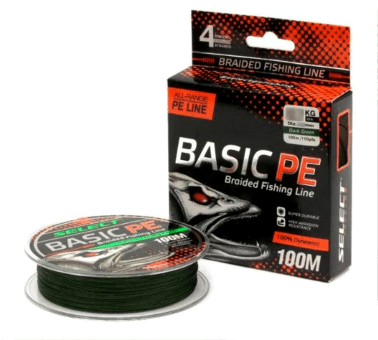 Плетёный шнур SELECT BasicPE X4 100м 0.18мм 22lb/9.9кг темно-зелен