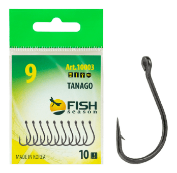 Крючок FISH SEASON Tanago-Ring №9 колечко черный 10шт/уп 10003-09F Крючок FISH SEASON Tanago-Ring №9 колечко черный 10шт/уп 10003-09F