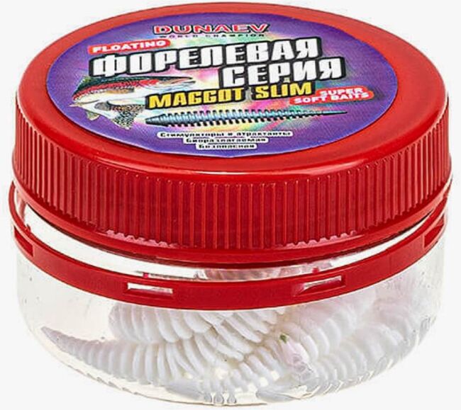 Силиконовая приманка DUNAEV DT Maggot Slim 40мм #801 белый СЫР 7шт/уп