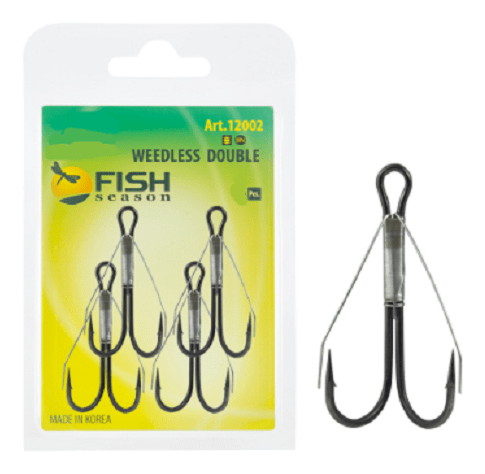 Крючок двойной FISH SEASON №2/0 незацепляйка черный 4шт/уп 12002-002/0F