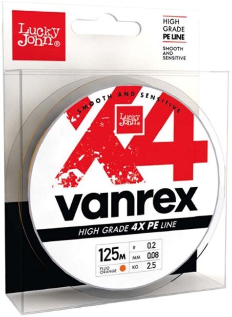 Плетёный шнур LUCKY JOHN Vanrex X4 125м #0.2/0.08мм 2.5кг Moss Green