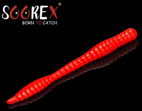 Силиконовая приманка SOOREX PRO Worm 80мм 1.3гр Сыр #132 Красный/Red 6шт/уп