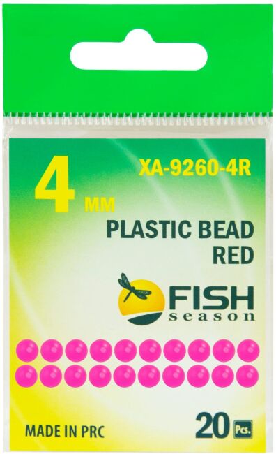 Бусина пластик FISH SEASON Plastic Bead Red Ø4мм красная 20шт/уп XA-9260-R4