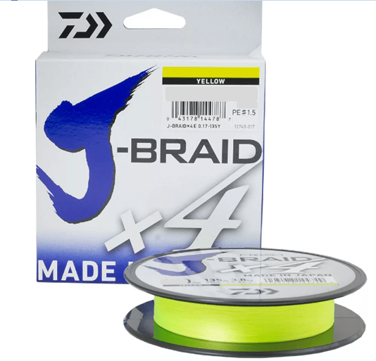 Плетёный шнур DAIWA J-Braid X4 135м 0.29мм 18.6кг флуор-желтый