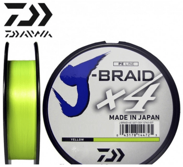 Плетёный шнур DAIWA J-Braid X4 135м 0.29мм 18.6кг флуор-желтый Плетёный шнур DAIWA J-Braid X4 135м 0.29мм 18.6кг флуор-желтый
