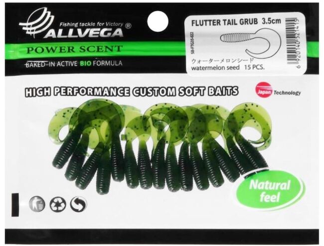 Твистер ALLVEGA Flutter Tail Grub 3.5см 0.6гр 15шт/уп #022 watermelon seed
