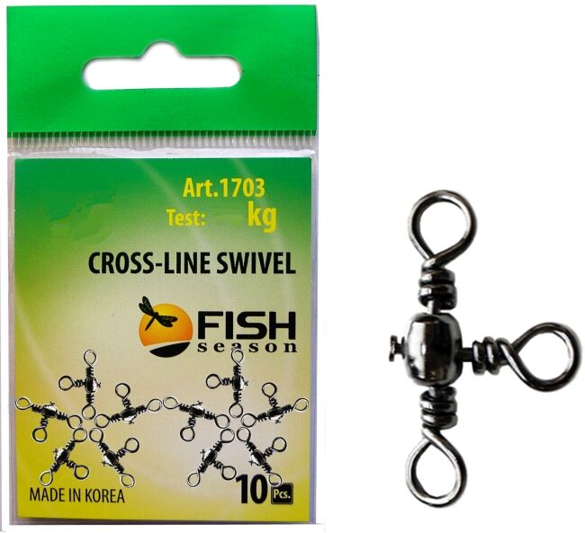 Вертлюжок на три направления FISH SEASON Cross-line swivel №10 16кг 10шт/уп 1703-10F