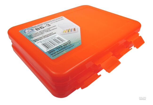 Коробка ТРИ КИТА для воблеров и балансиров ВБ-3 красн 2-х стор(5+5отд) 200*170*45мм