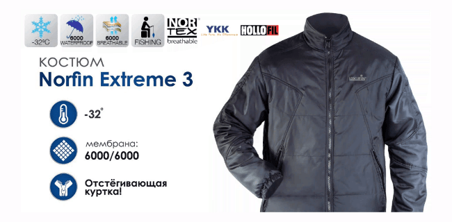Костюм зимний Norfin "Extrime 3" серый ХXL
