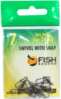 Вертлюжок с накаткой и застежкой FISH SEASON Nice №7 18кг 9шт/уп 3023-07F Вертлюжок с накаткой и застежкой FISH SEASON Nice №7 18кг 9шт/уп 3023-07F