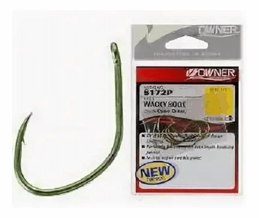 Крючок офсетный OWNER 5172P-02 Wacky Hook зеленый 8шт/уп
