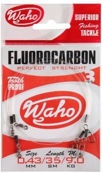 Поводок WAHO Fluorocarbon 0.43мм 9кг 35см 3шт/уп