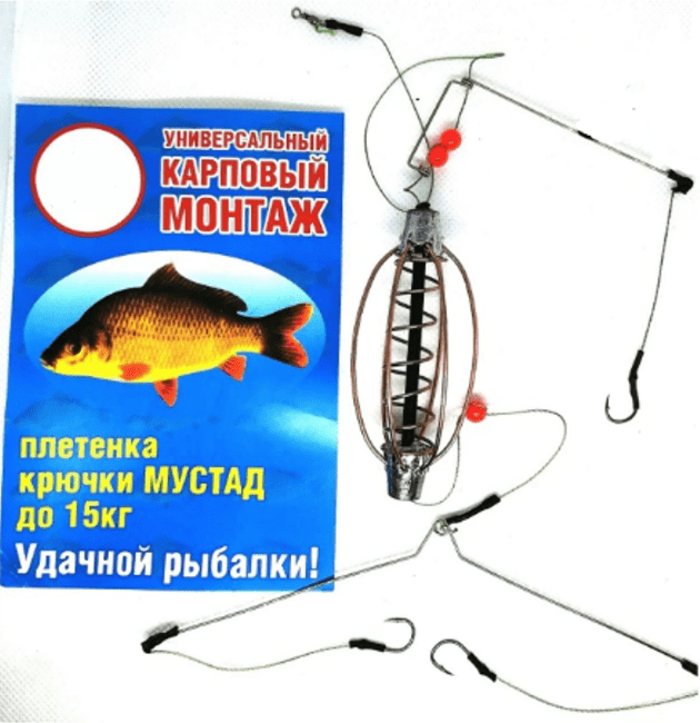 Универсальный карповый монтаж, ручная работа, 3 крючка кормушка:арбуз 60гр кр # 6 Универсальный карповый монтаж, ручная работа, 3 крючка кормушка:арбуз 60гр кр # 6