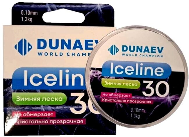 Леска монофил DUNAEV Ice Line 30м 0.20мм 4.5кг прозрачная