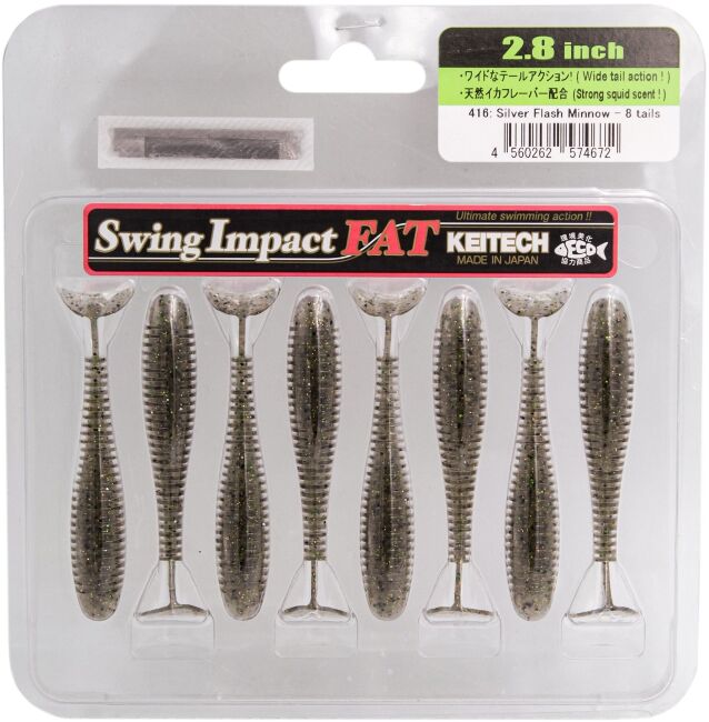 Виброхвост KEITECH Swing Impact FAT 2.8" #416 Silver Flash Minnow 7см 3.5гр 8шт/уп