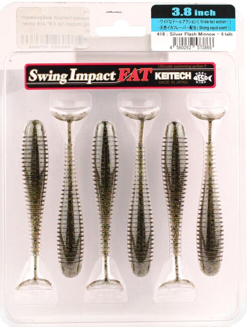 Виброхвост KEITECH Swing Impact FAT 3.8" #416 Silver Flash Minnow 9.7см 8.5гр 6шт/уп