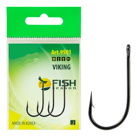 Крючок FISH SEASON Viking №6/0 колечко черный 2шт/уп 9501-0026F