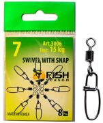 Вертлюжок с застежкой FISH SEASON Insurance №7 15кг 8шт/уп 3006-07F